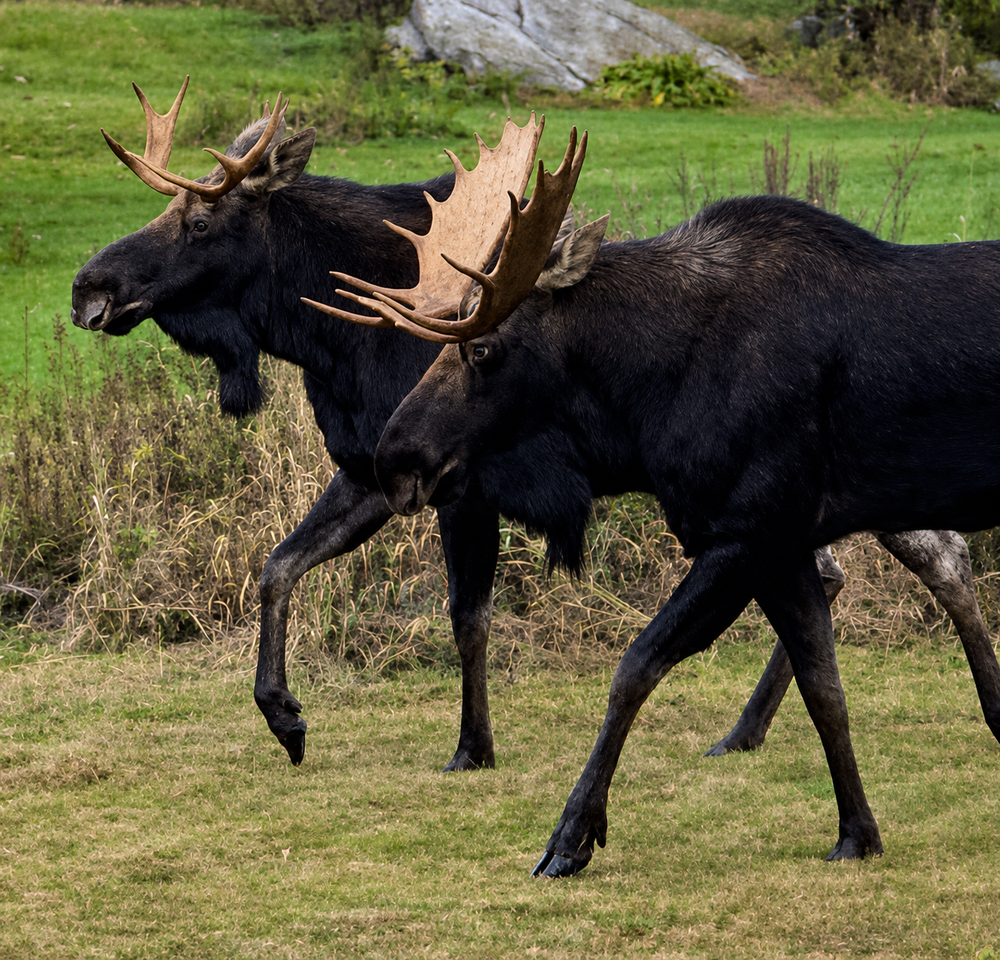 Two bull moose in New Hampshire