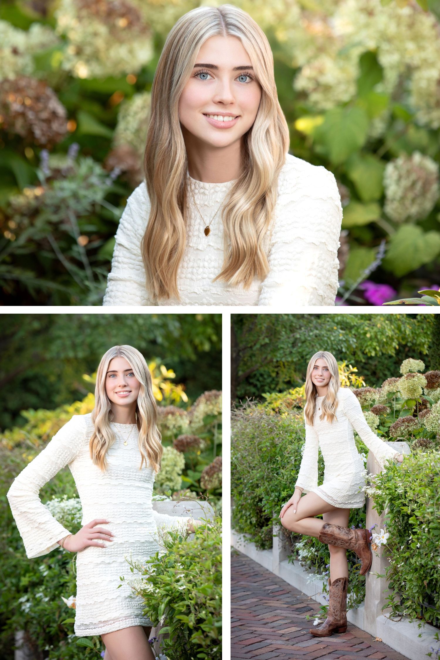 Worthington Kilbourne senior pictures in German Village gardens with classic style, greenery, and elegant Columbus Ohio senior portraits.