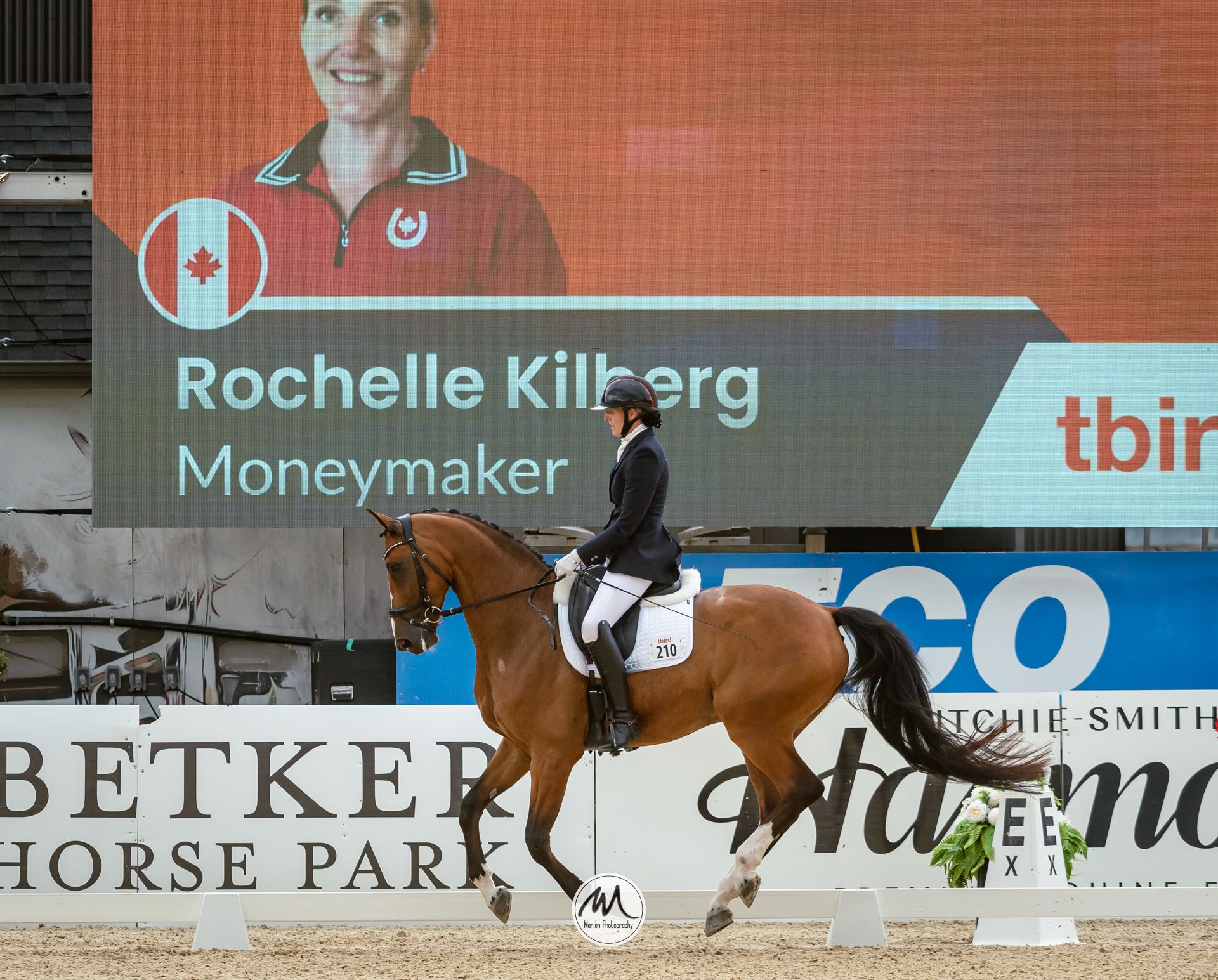 Rochelle Kilberg rides Moneymaker in a dressage competition at Betker Horse Park arena.