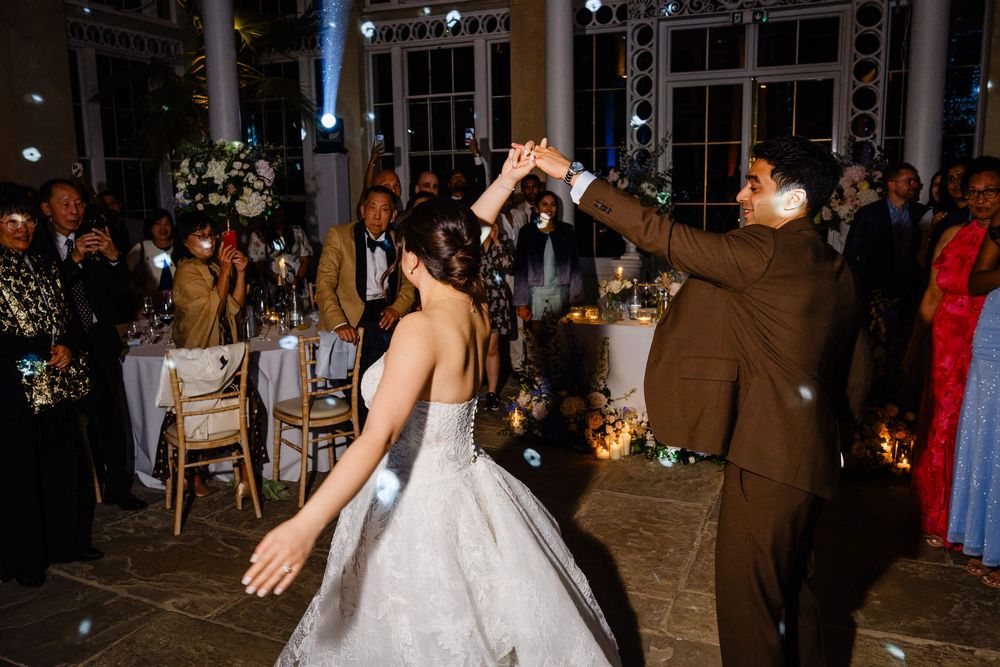 bride and groom first dance in the great conservatory