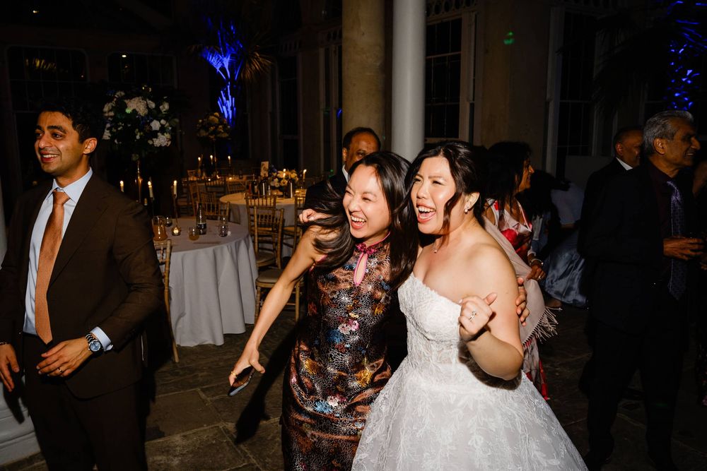 bride dancing with her friends