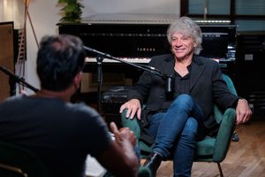 Jon Bon Jovi being interviewed for Dr. Chattergee's podcast in RAK Studios in London
