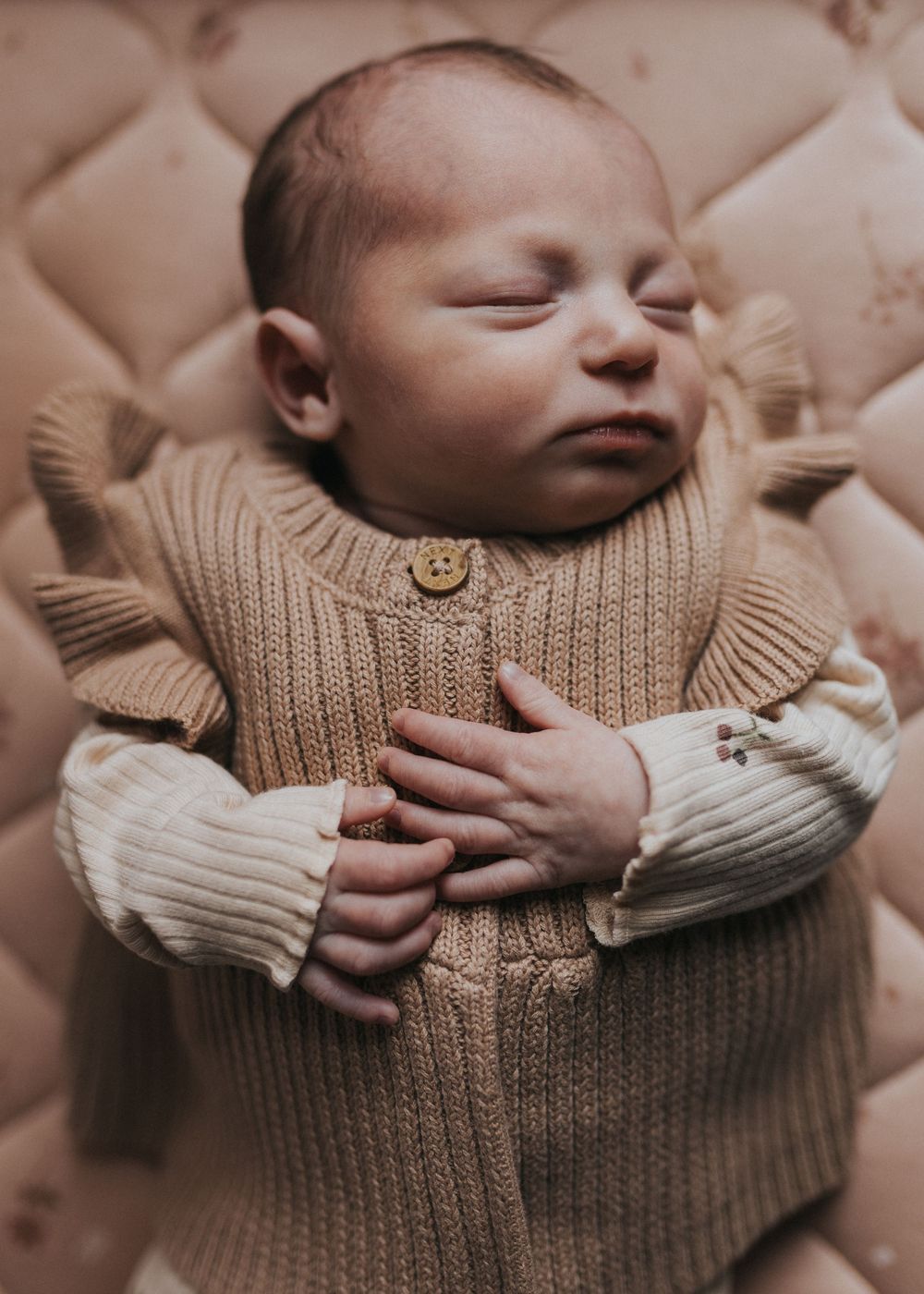at home newborn photography session newborn baby asleep
