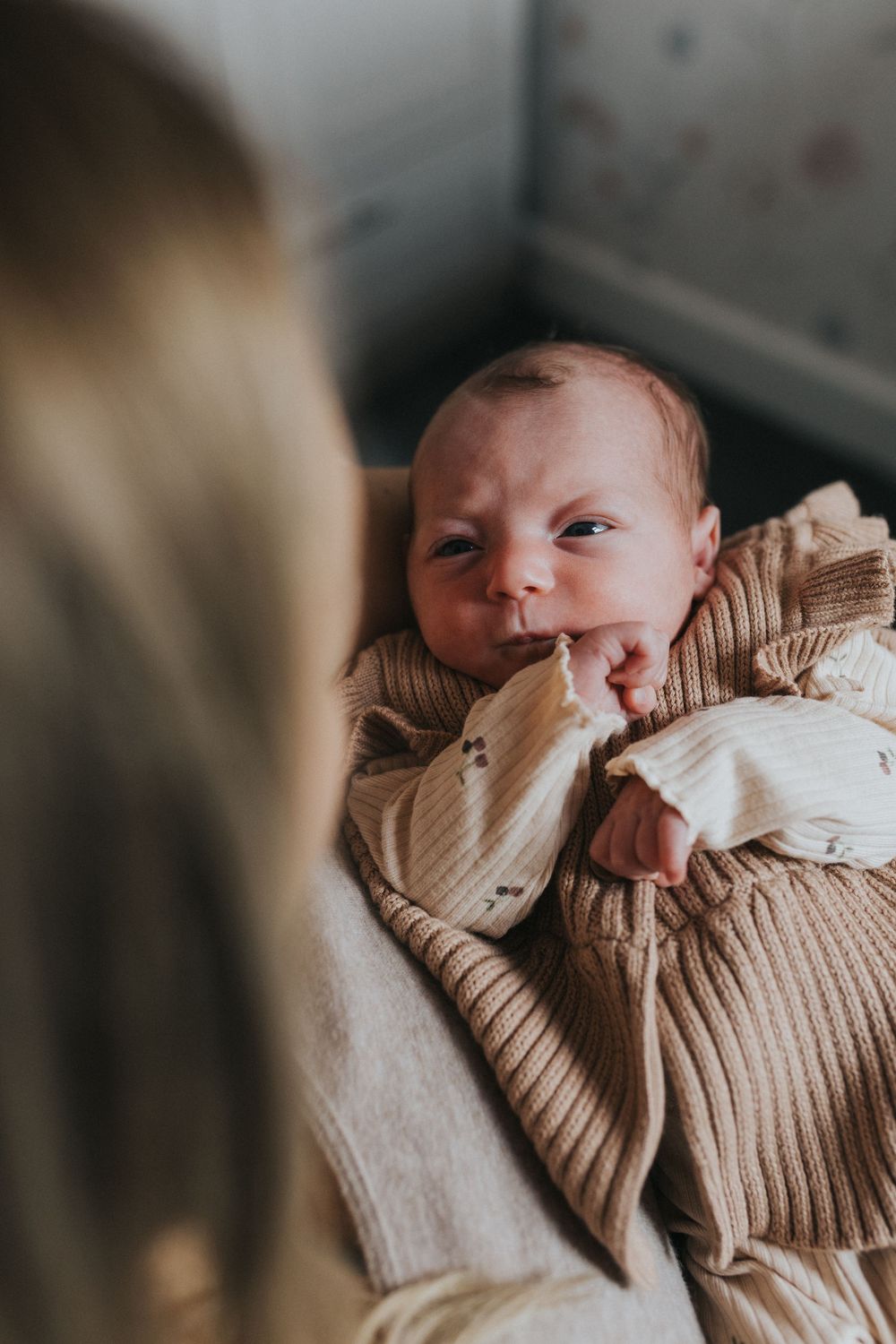 at home newborn photography session newborn baby awake