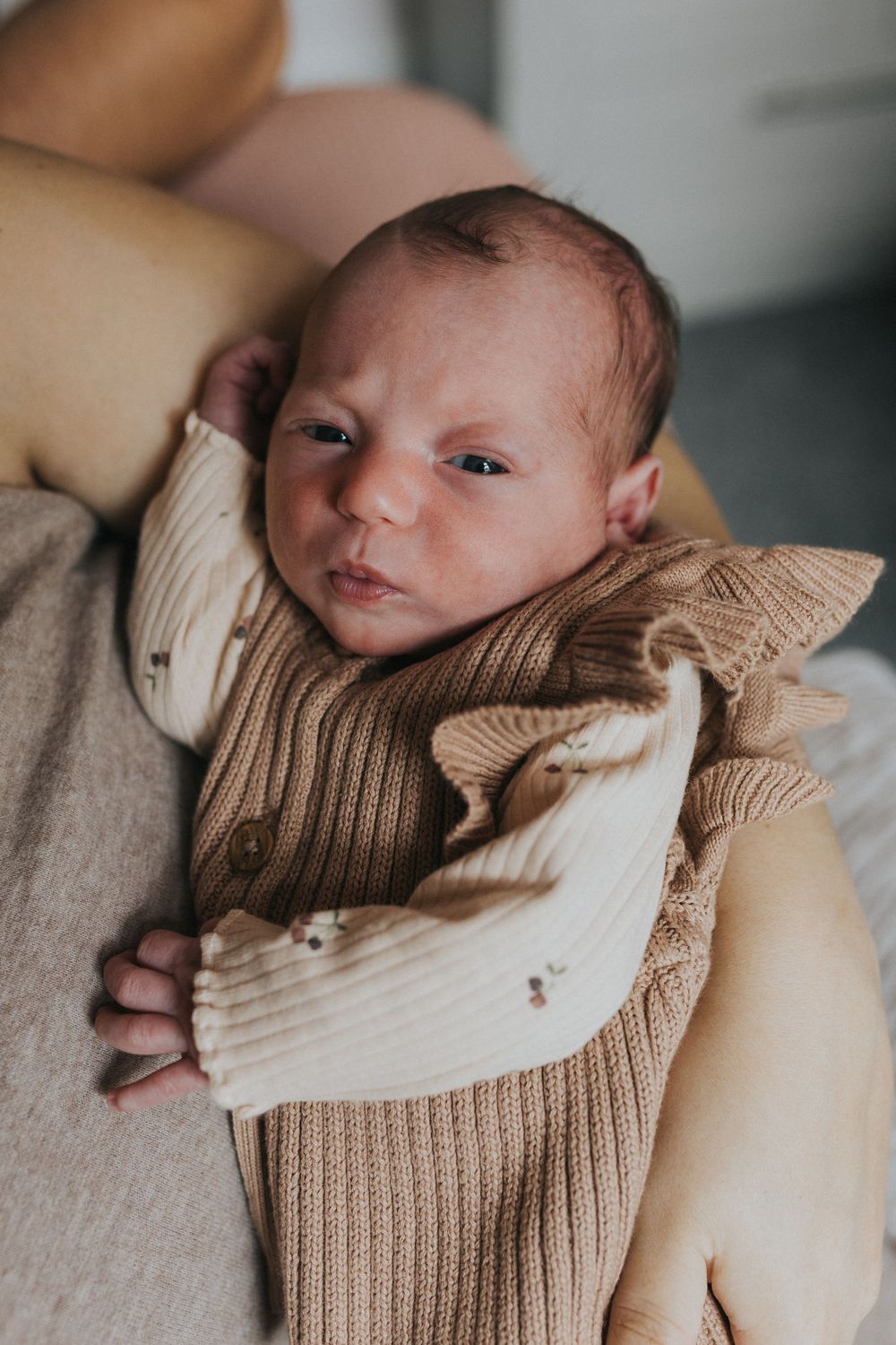 at home newborn photography session newborn baby awake