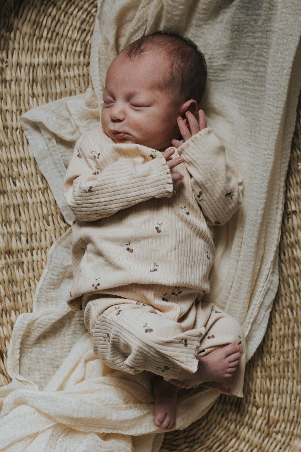 at home newborn photography session newborn in basket