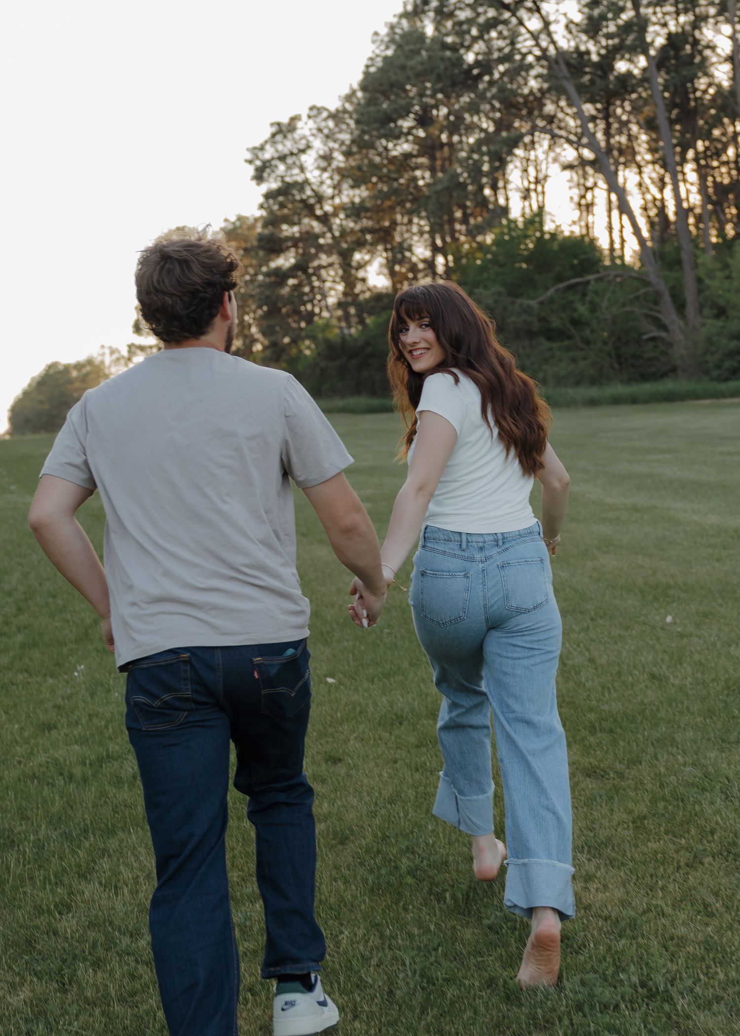 Couples outdoor nature engagement field natural light  western style shoot