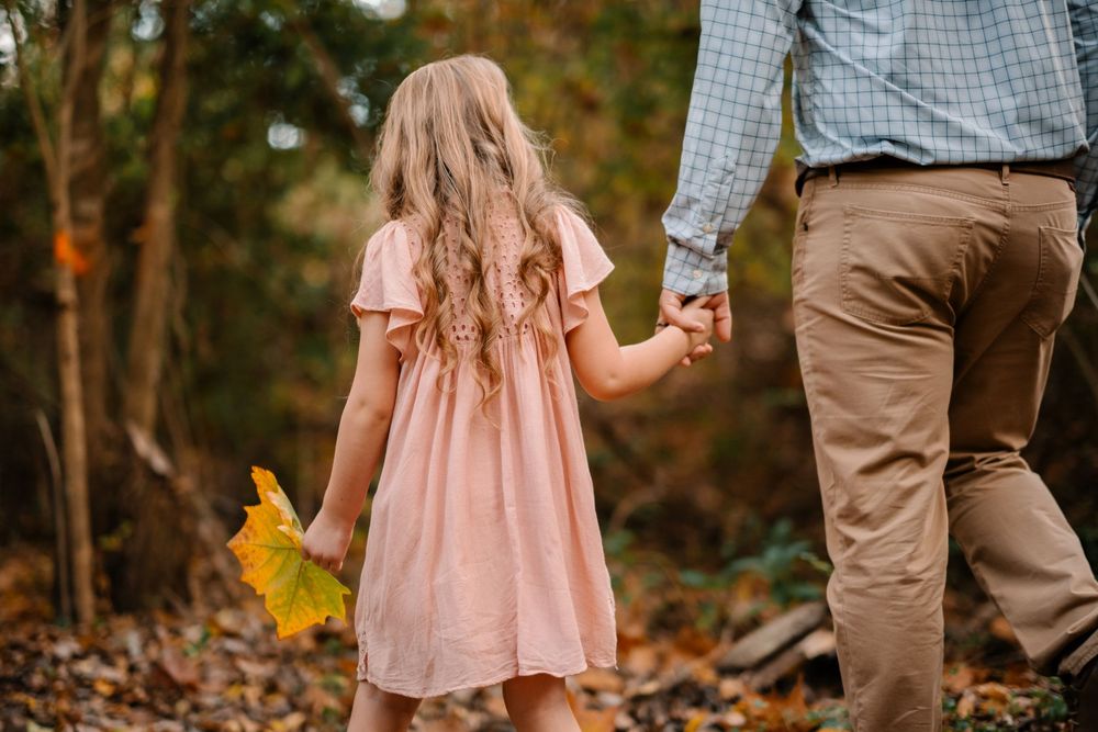 dad and daughter holding hands family photo session Lafayette