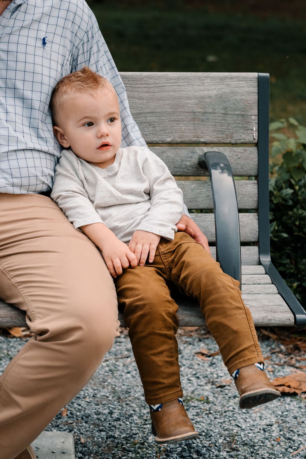 Little boy sitting next to father family photo session Lafayette la