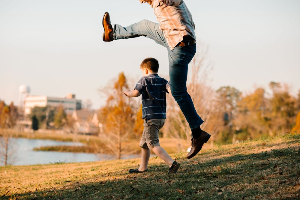 boys running downhill Lafayette moncus park photo session
