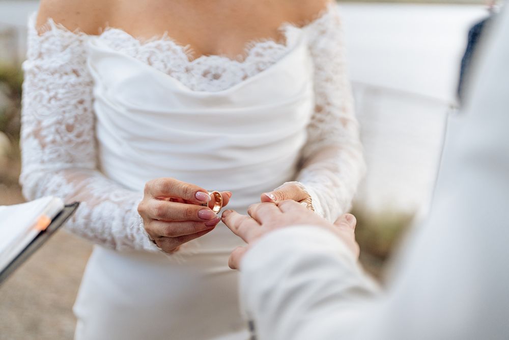 Close-up wedding ring photo from Killarney elopement by Sarah Kate Photography