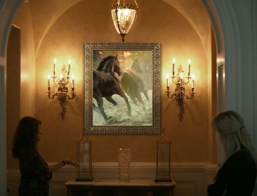 Pet portrait wall art of horses running