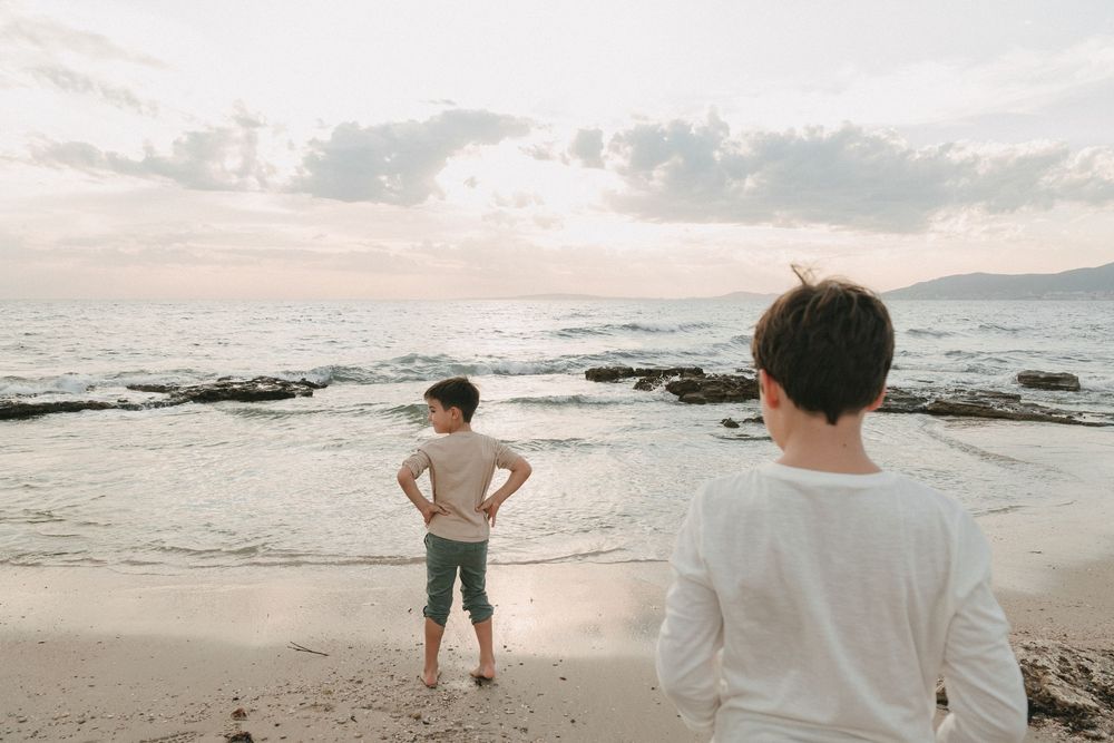 A scenic collage of beachside moments showing people enjoying the shoreline at sunset.
