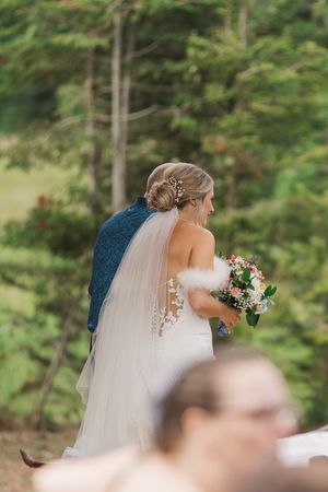Bride and father walk down aisle in intimate micro-wedding, Moncton, New Brunswick wedding photography packages thoughtfully planned
