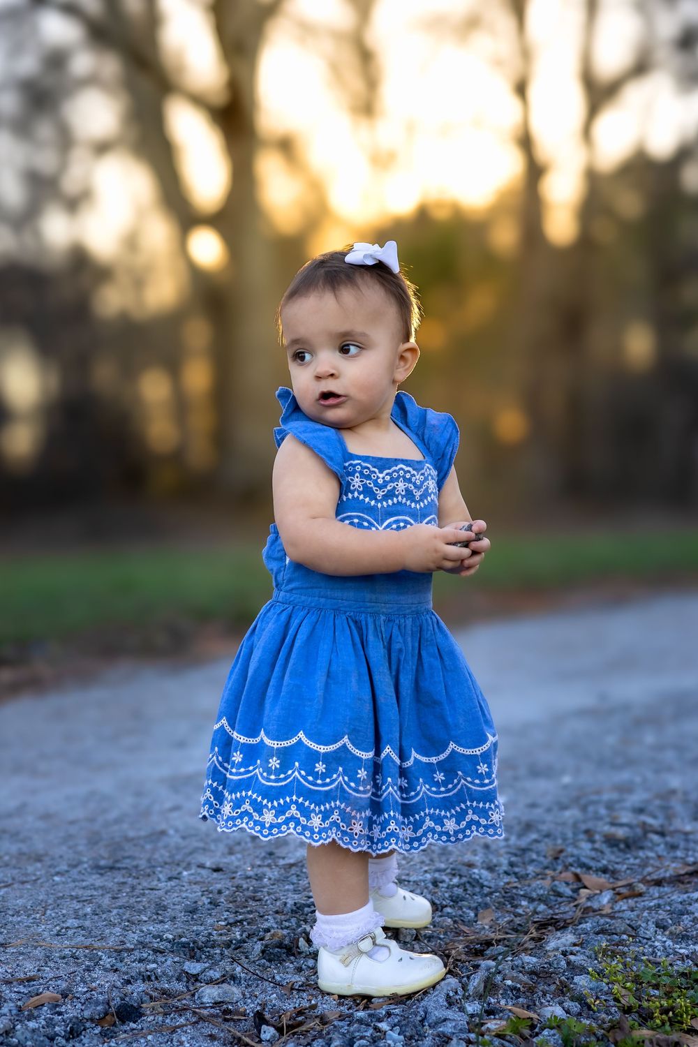 Little girl at sunset during Thomas Farm Athens GA spring mini session