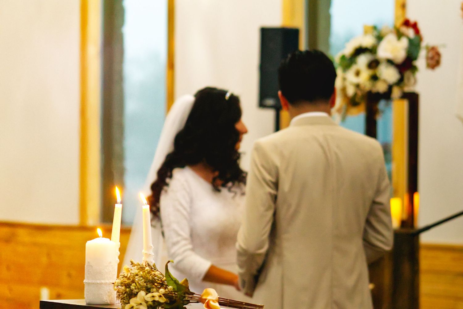 Groom and Bride photo at altar.