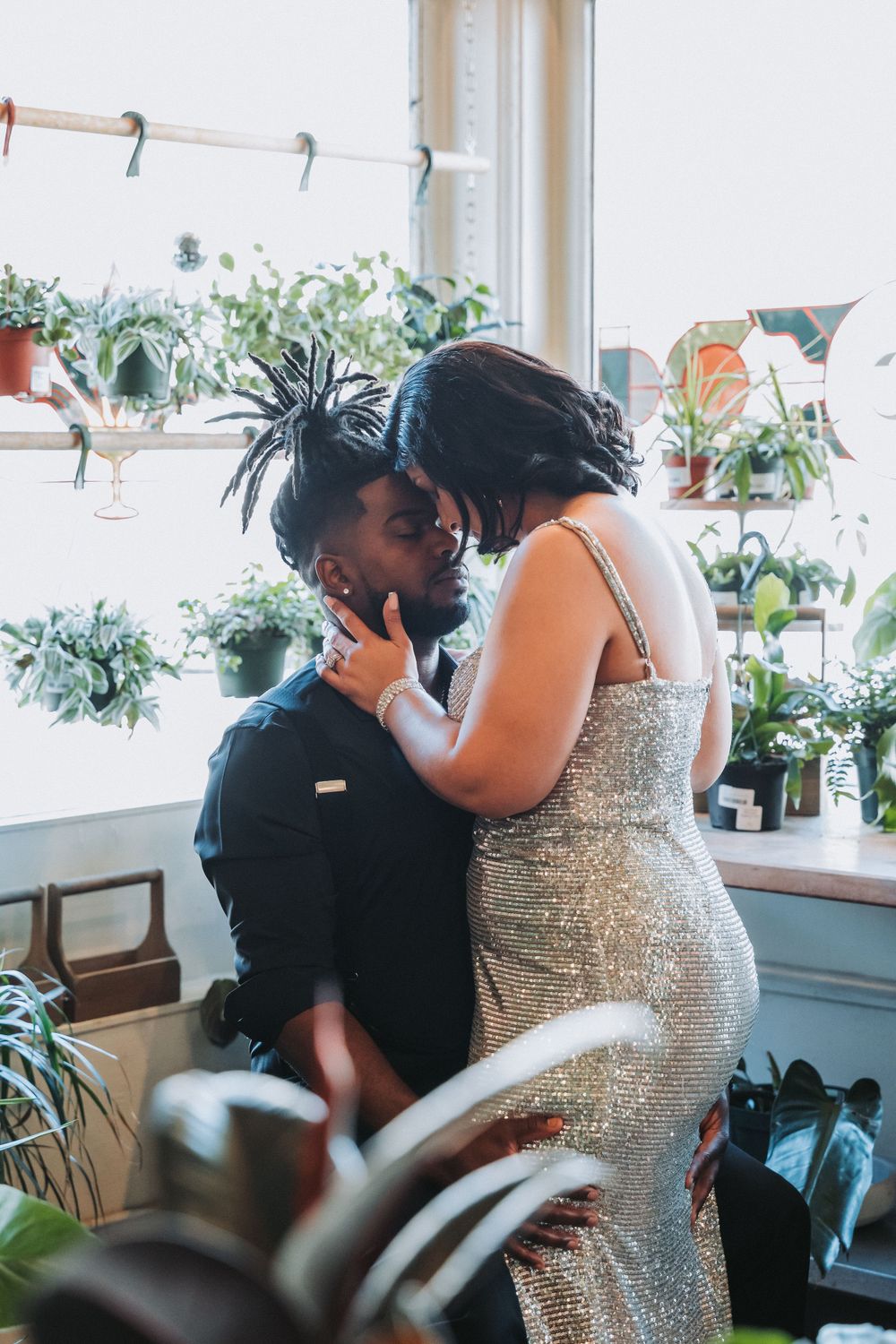 married couple hugging
