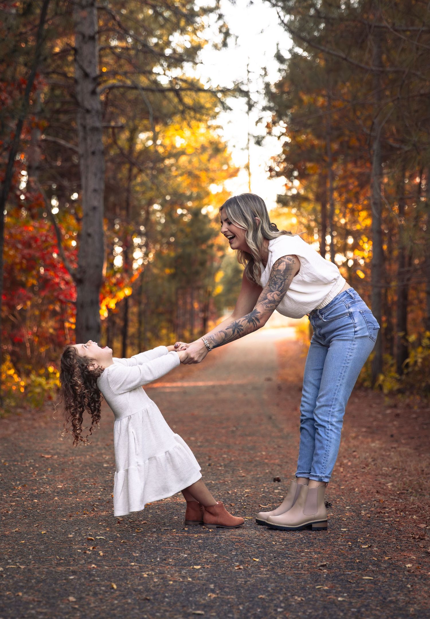 portrait of a mom and her daughter on a fall day