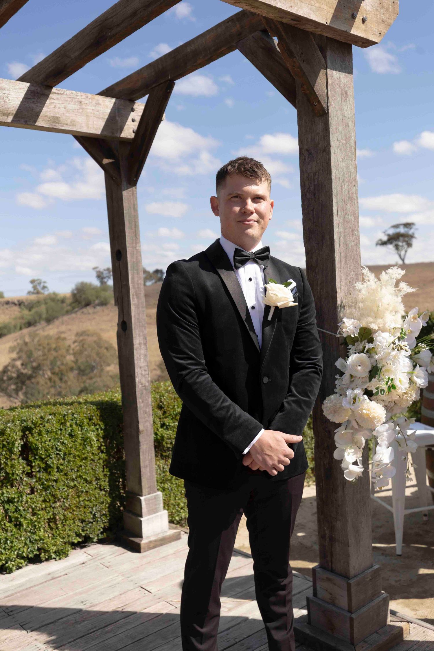Groom nervously waiting for Bride Warrawong Estate