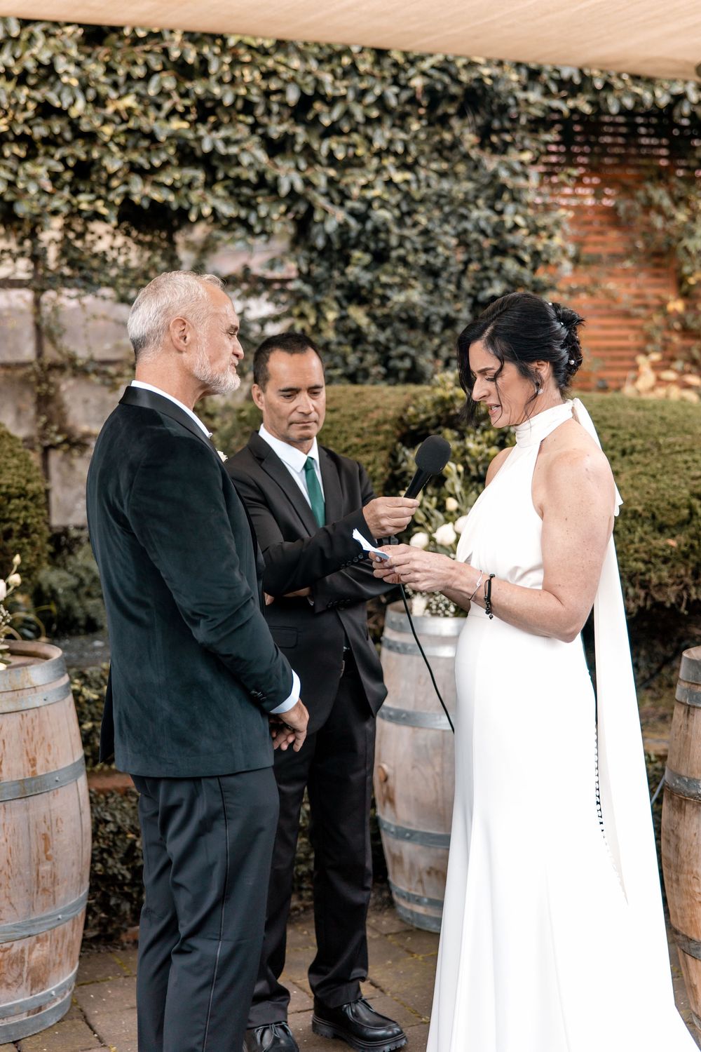 Bride and groom Winter wedding at Old Mill