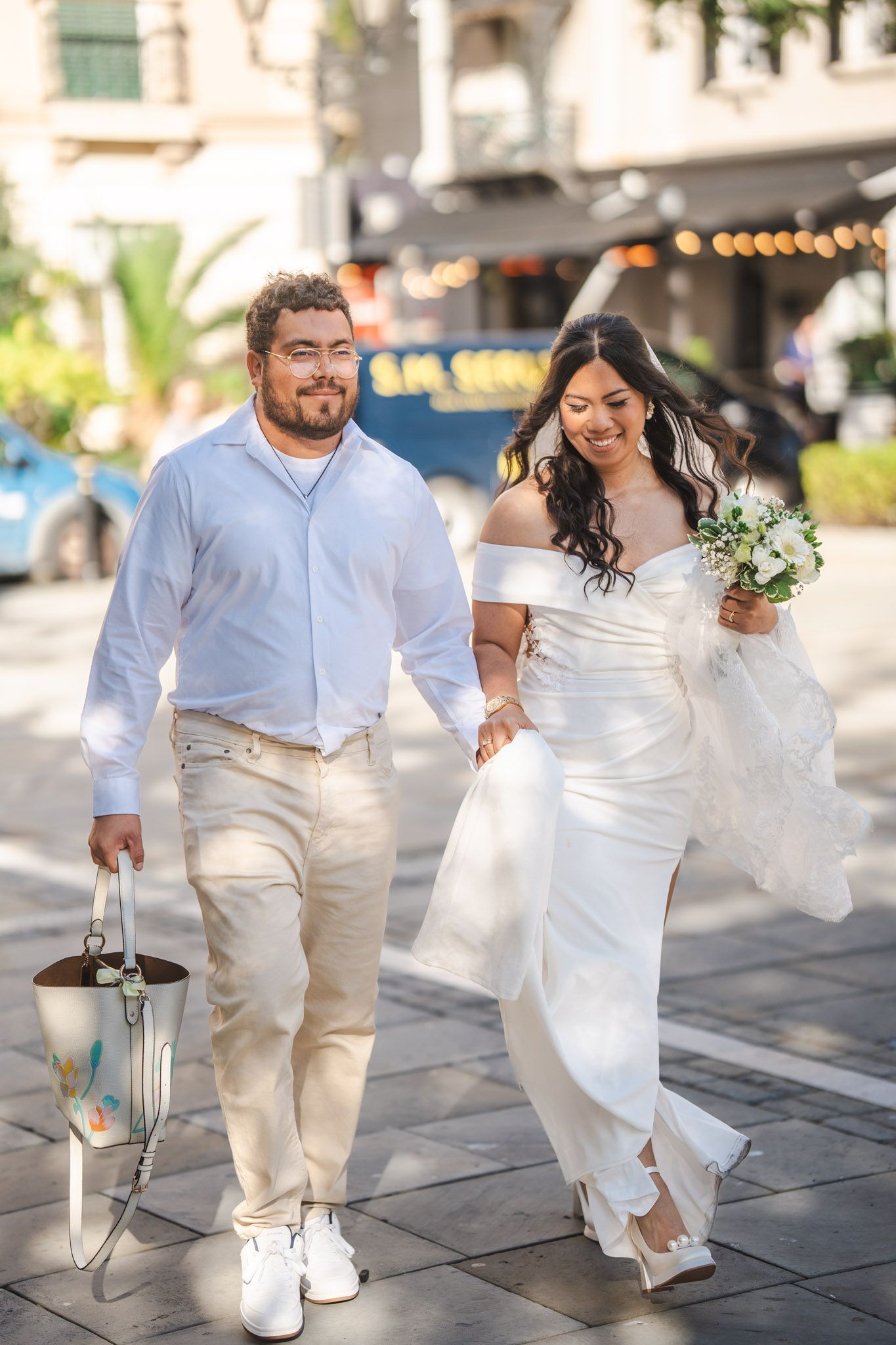 Gibraltar wedding Couple walking in Gibraltar