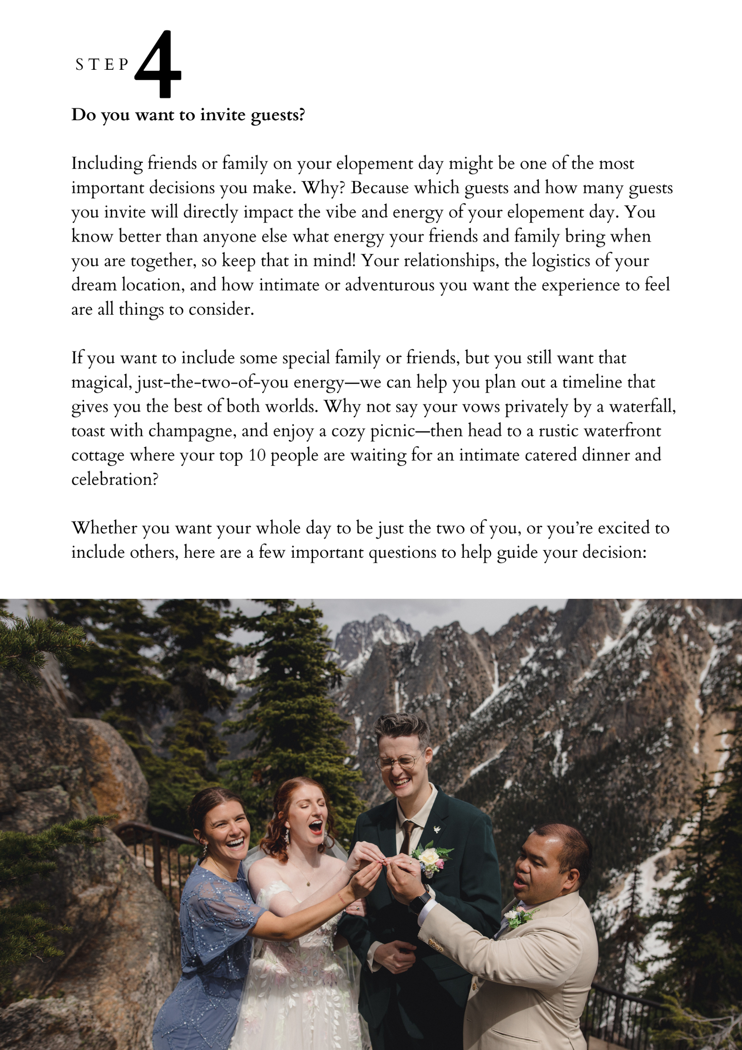 A group celebrating outdoors with champagne toasts against a rocky mountain backdrop at golden hour.