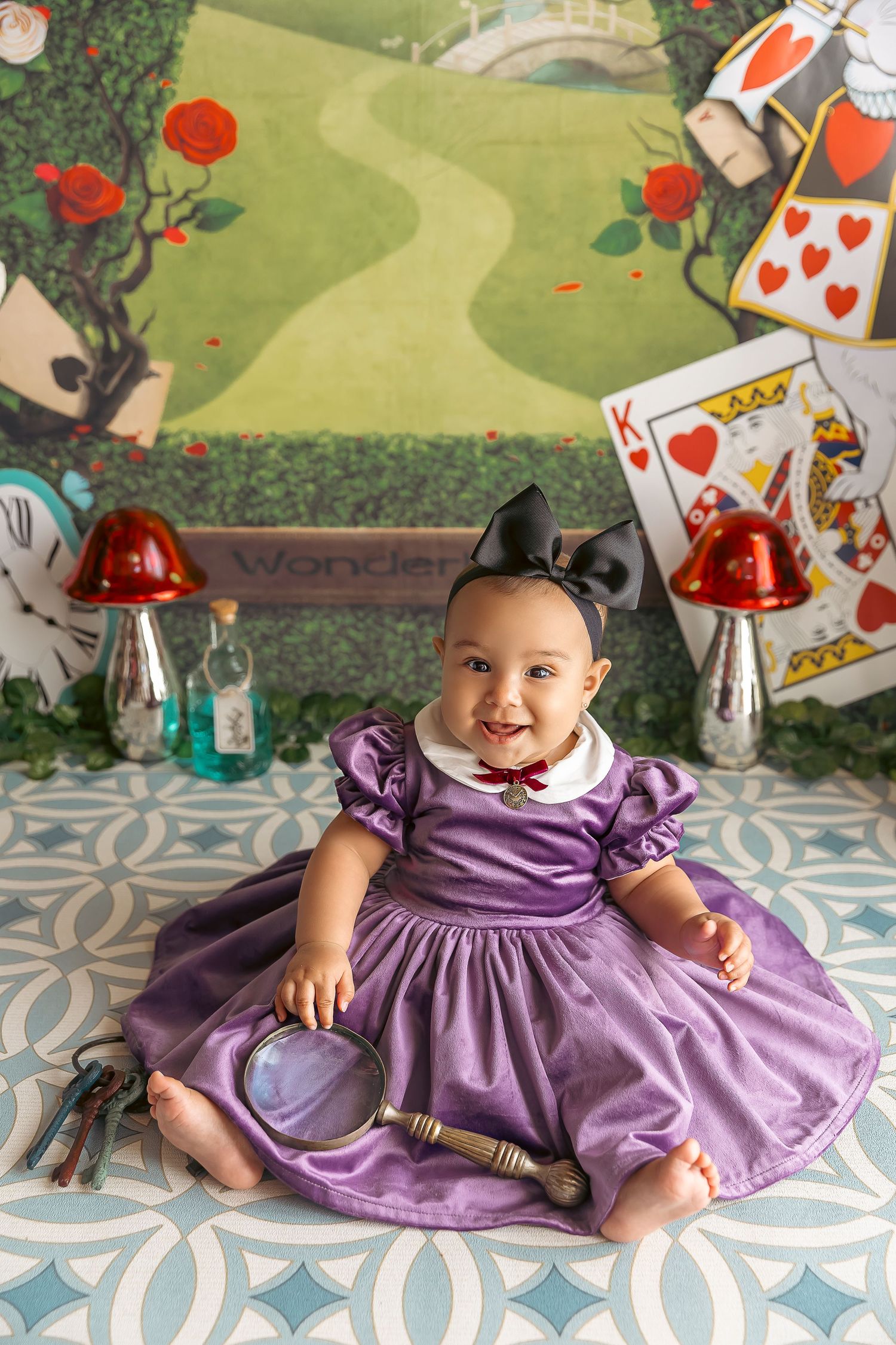 Baby girl wearing a purple dress, 7 meses child photographer in ponce puerto rico bebes en ponce fotografa infantil