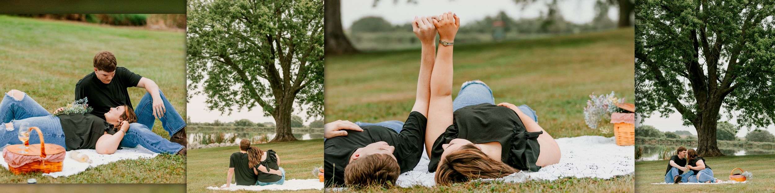 People enjoying outdoor activities and picnics in a green park setting on a sunny day.