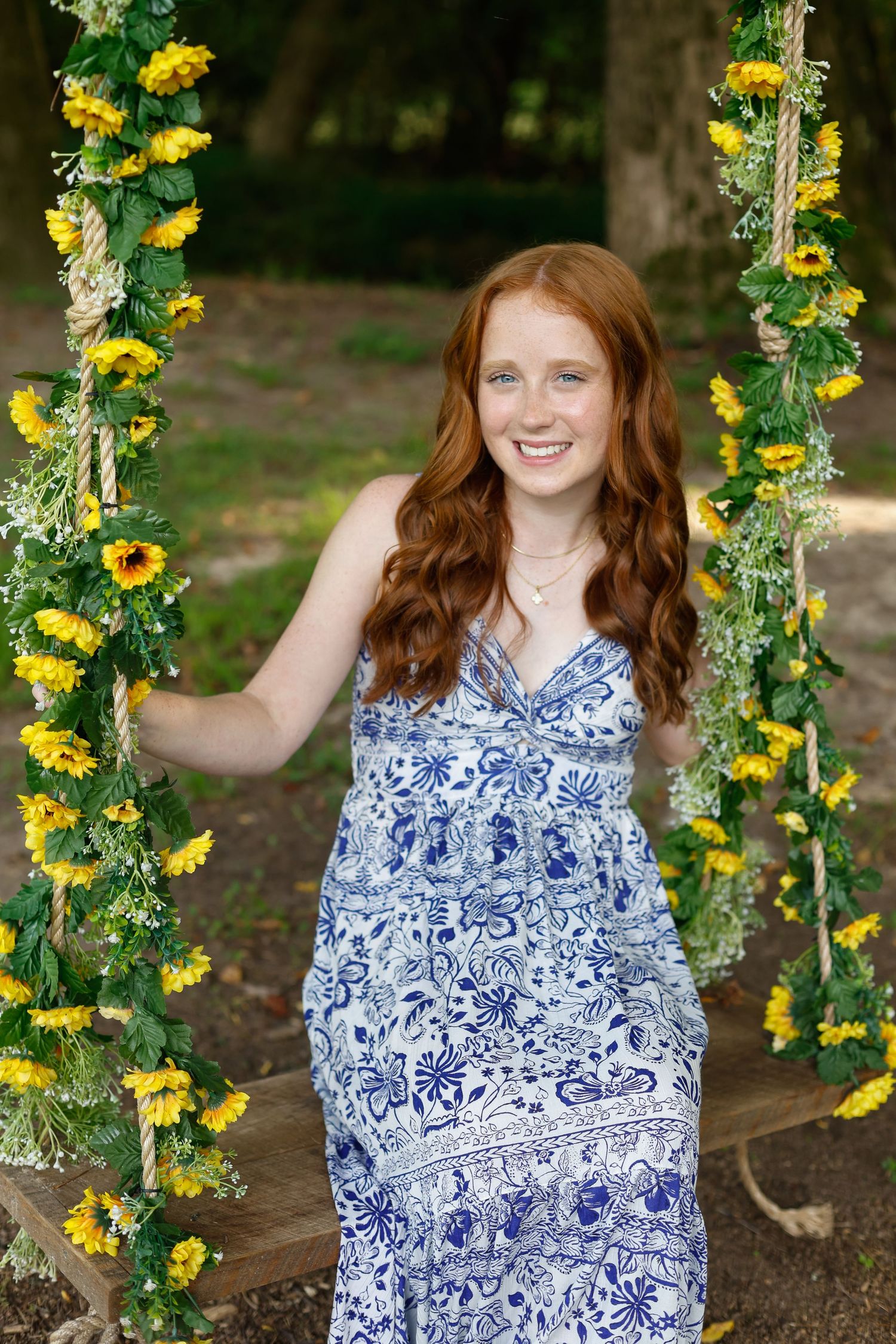 high school senior portrait flower swing Conyers GA senior photographer