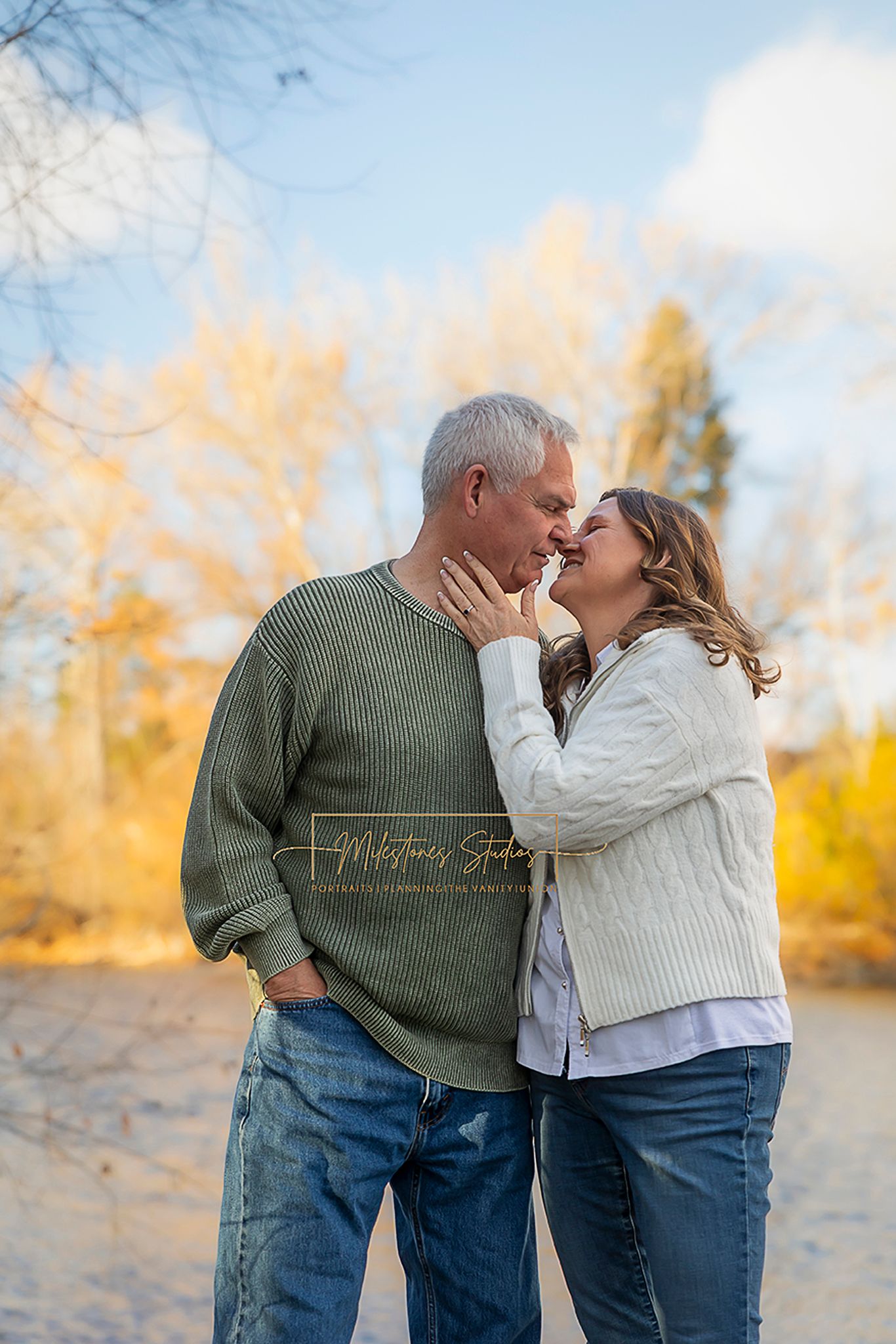 Engagement photos for couple at Boise River