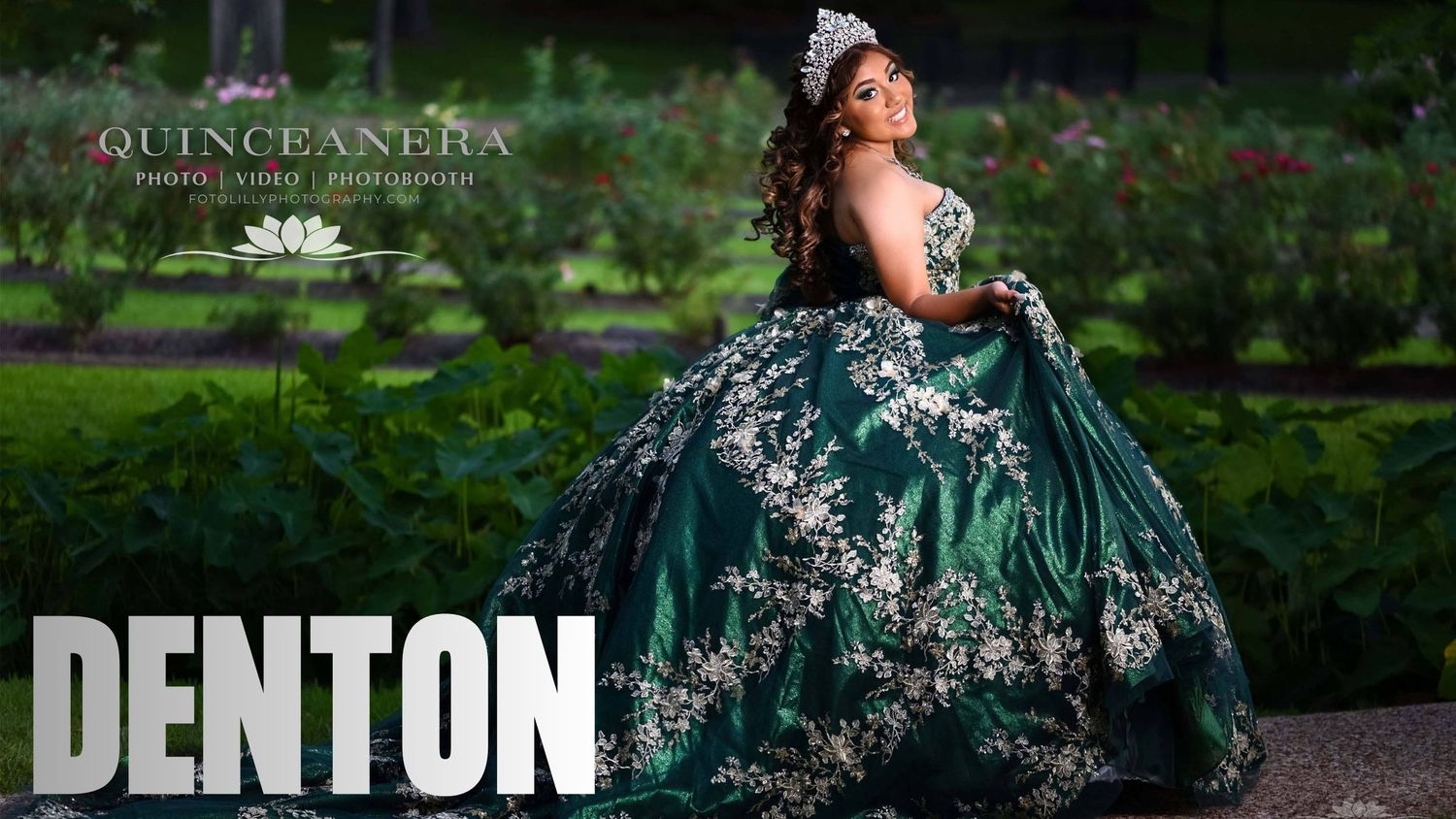 Denton Quinceañera photographer capturing elegant Sweet 15 portraits with luxury photography throughout Denton and North Texas celebrations.