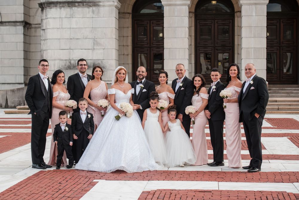 Luxury wedding portraits at the Rhode Island State House. Elegant marble rotunda photography in Providence by professional Stefy Hilmer.