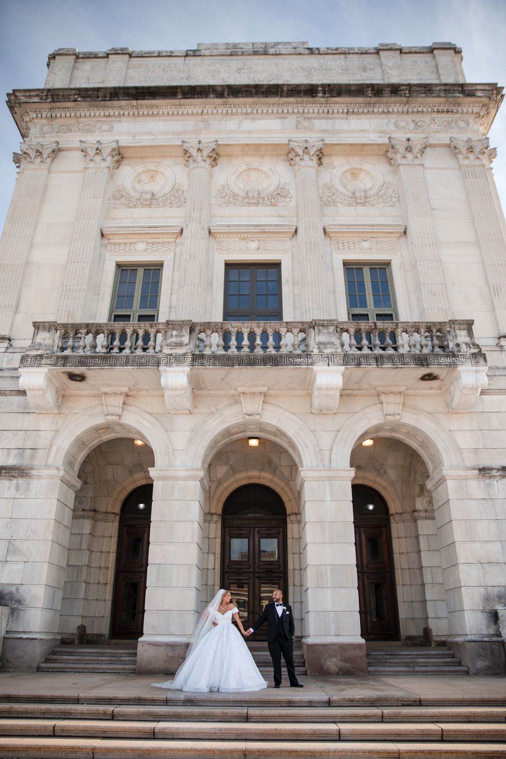 Luxury wedding portraits at the Rhode Island State House. Elegant marble rotunda photography in Providence by professional Stefy Hilmer.