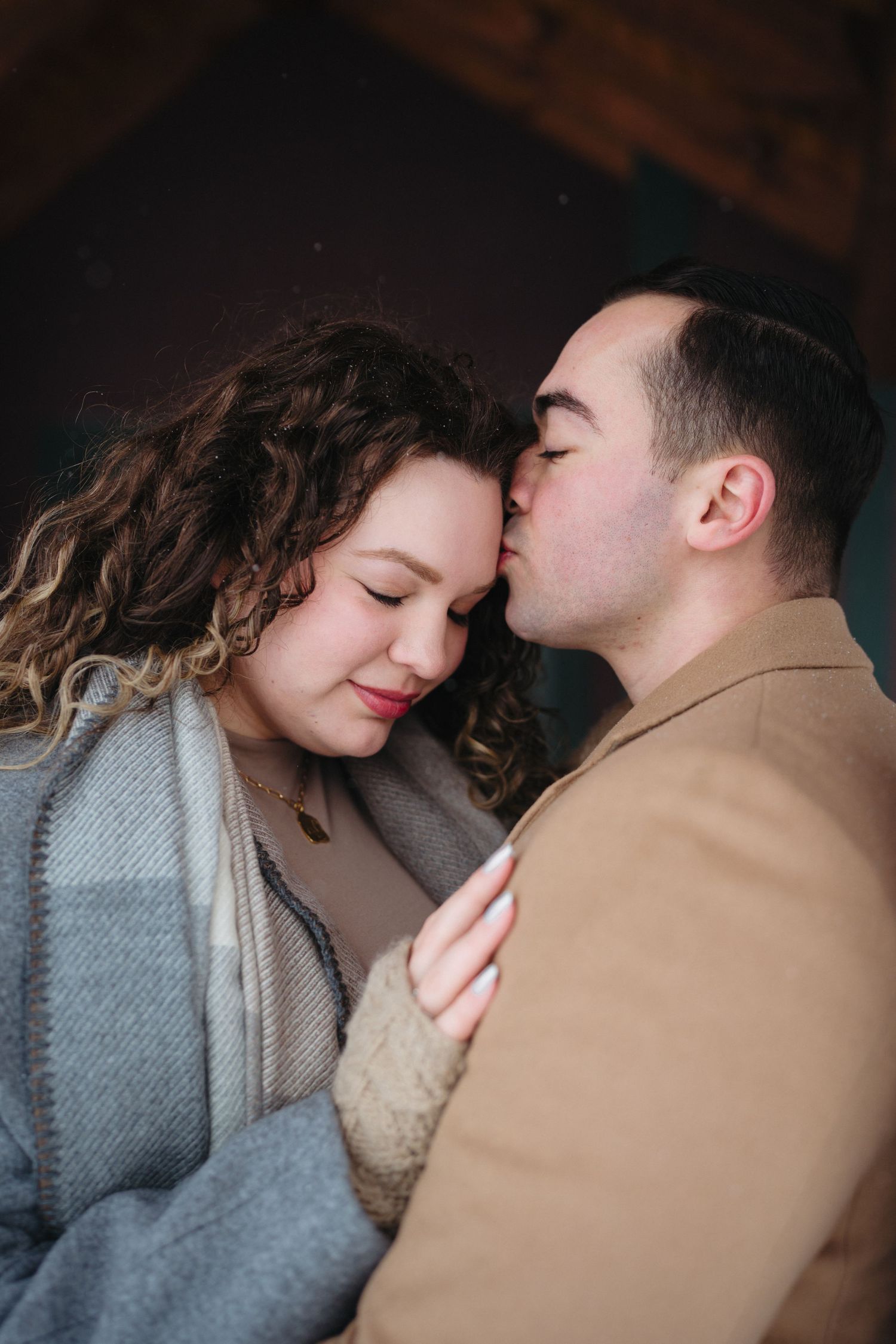 Intimate close-up sequence showing tender romantic moments between a couple.