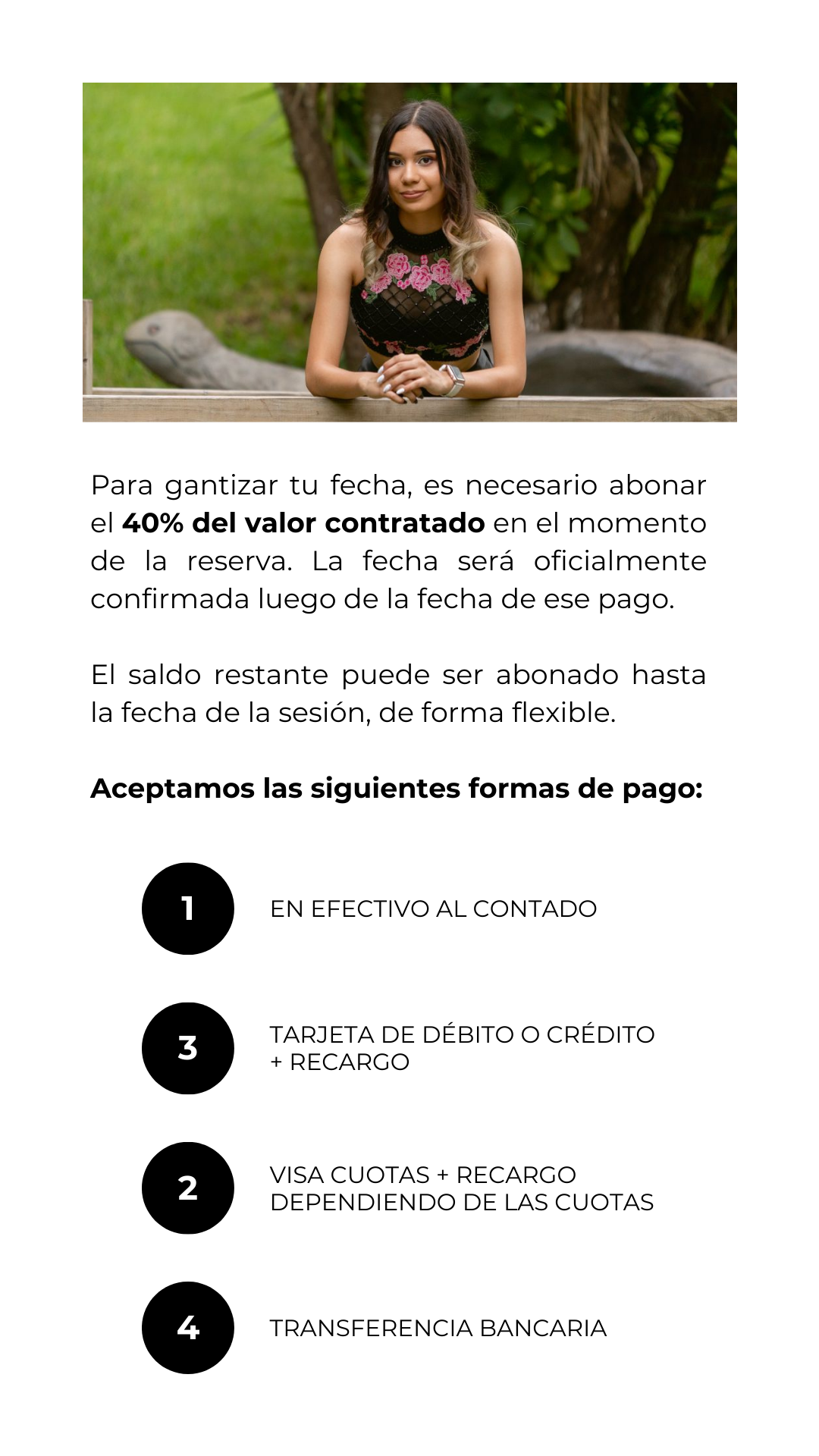 formas de pago xv años