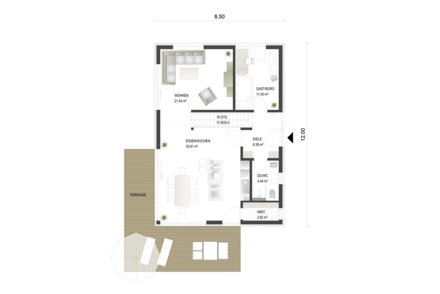 Modern architectural floor plan layouts showing different room configurations and furniture placements in a residential space.