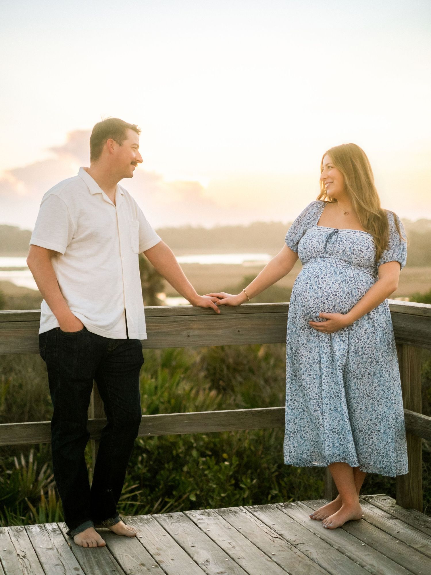 Romantic maternity session at Guana Preserve Ponte Vedra Beach near Jacksonville FL at sunset