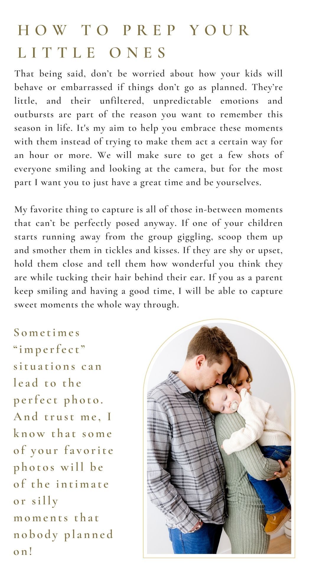 A photography guide page shows text about capturing candid moments alongside an intimate black and white portrait.