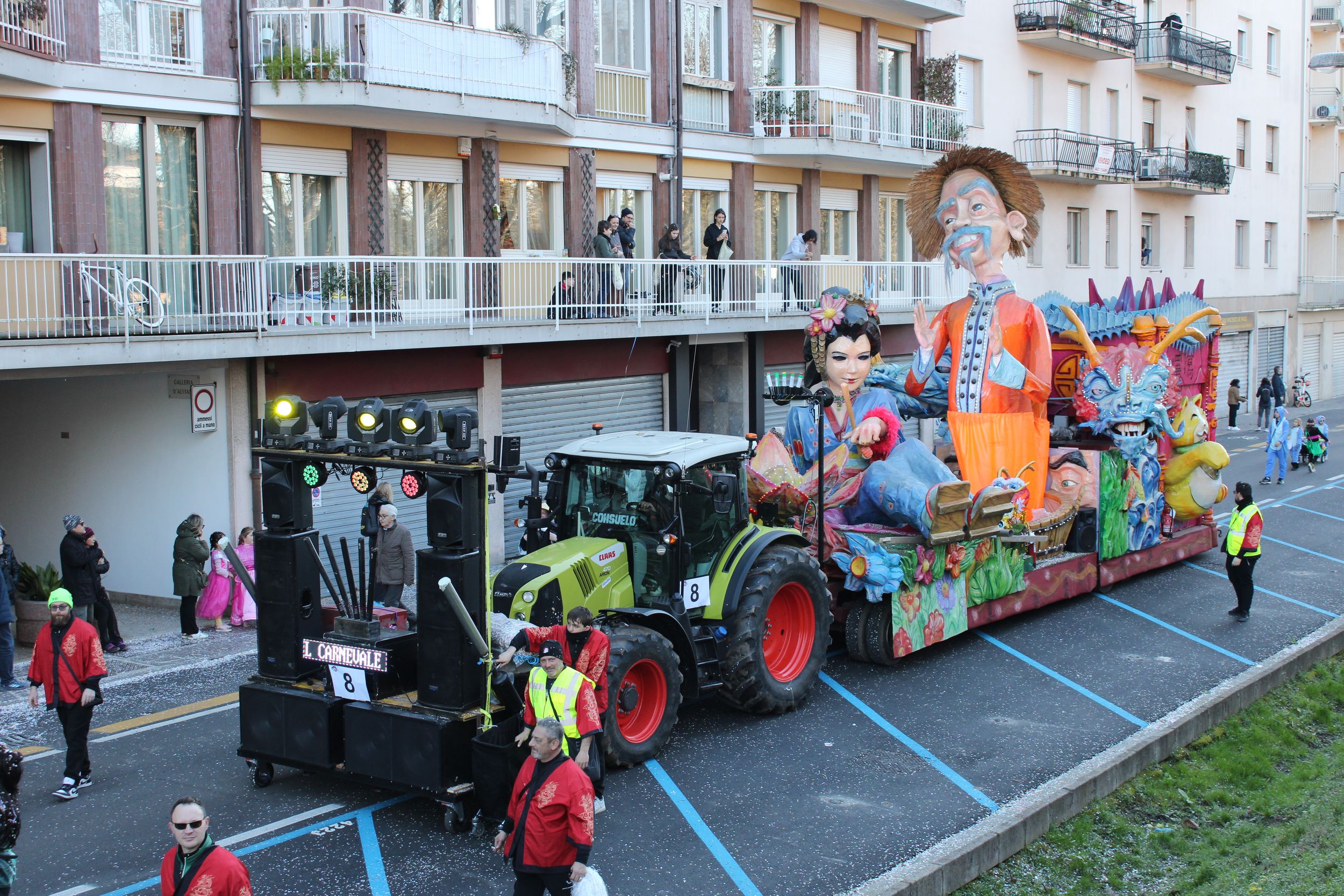 Treviso Carnival Parade 2026. The Friends of the Falzè Carnival with the show “Landing in the East”.