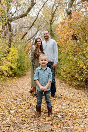 family of three focus is on the son