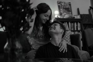 Black & White in-home couples session in Charlottesville, VA.