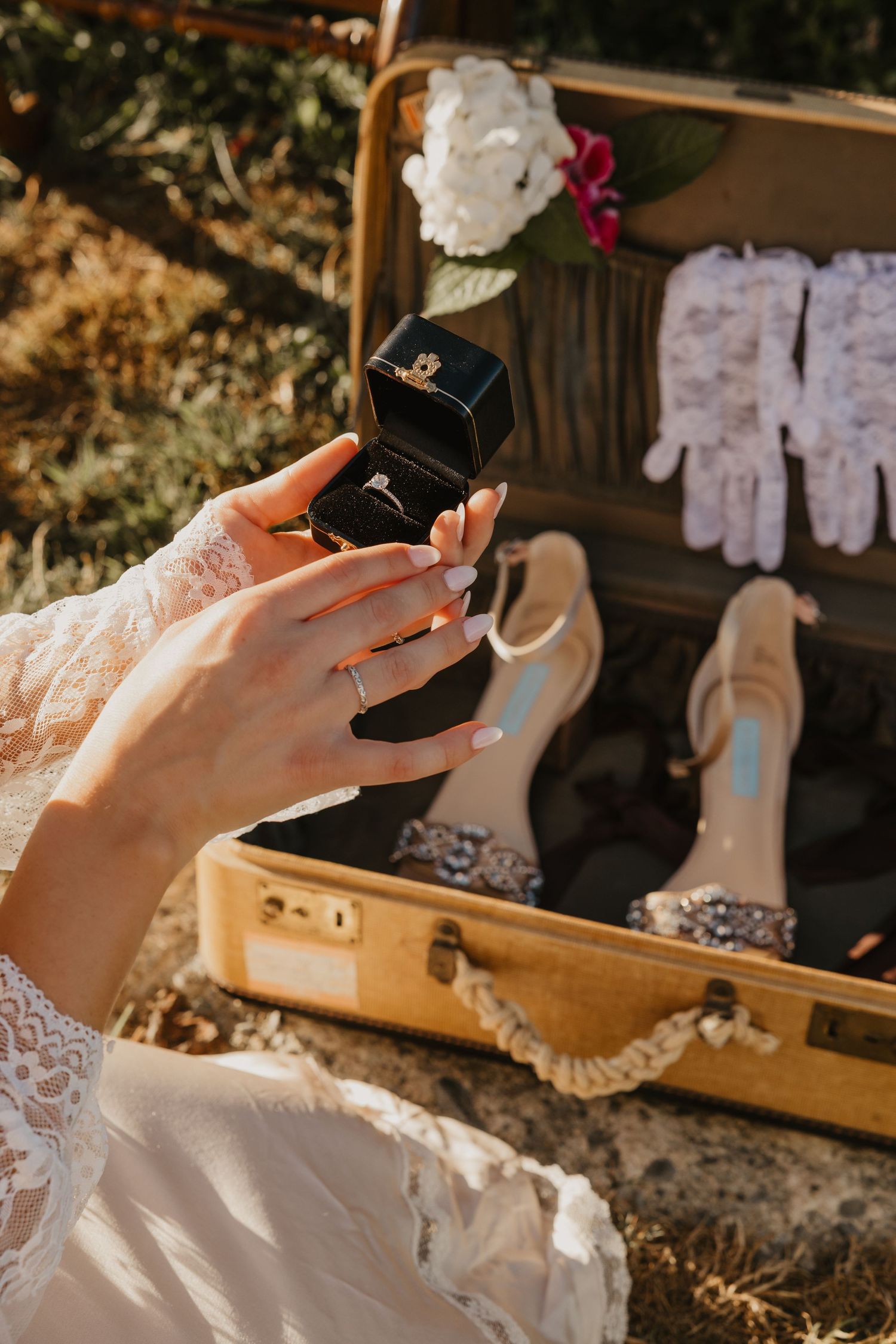 Bridal Portraits ring in box Wedding photography