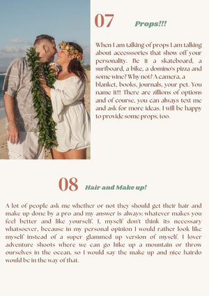 Couple embracing during a romantic beach photography session on Oahu, featuring natural styling and tropical floral details.