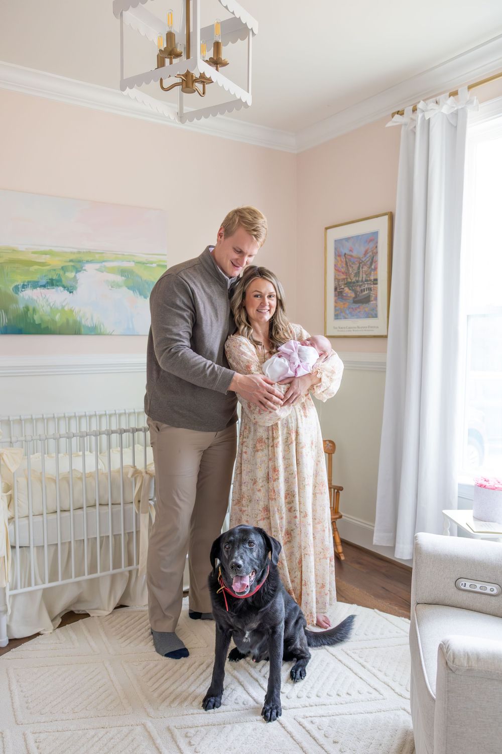 At home dog friendly newborn session in Raleigh, NC.
