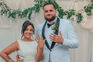 Bride and groom portrait after their intimate wedding ceremony in Copiague, Long Island