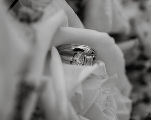 Wedding ring detail during an intimate home wedding ceremony in Copiague, NY