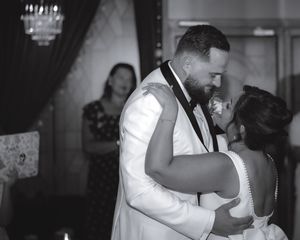 Bride and groom sharing an intimate moment at The Coffee Grind in Massapequa, Long Island