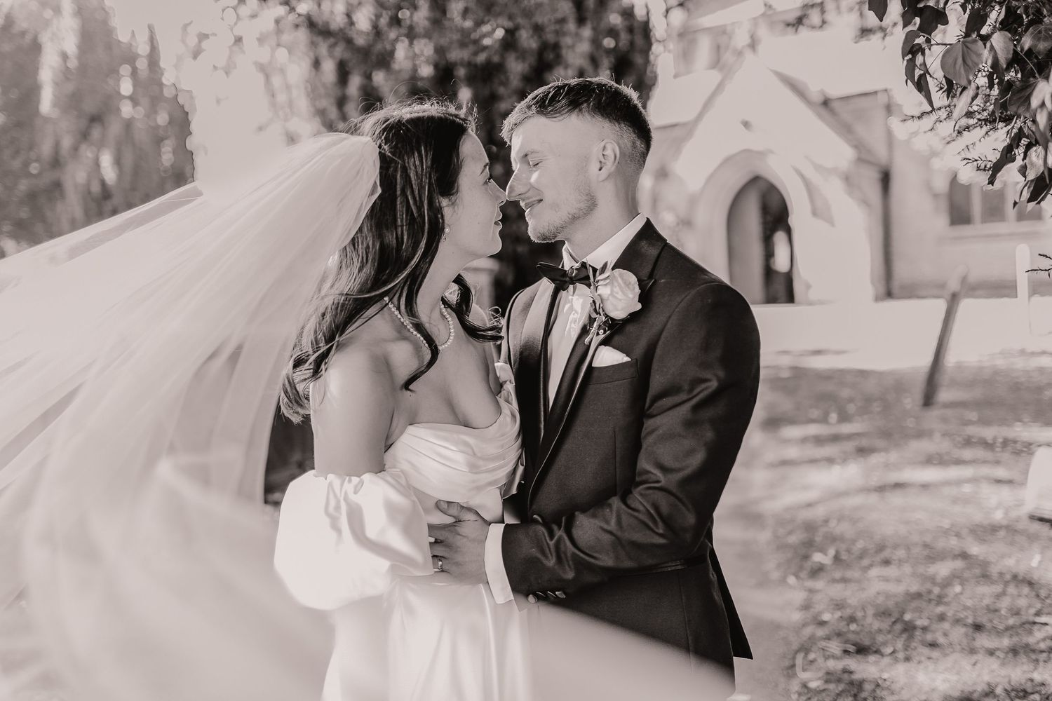 Romantic outdoor wedding portraits under trees with flowing white dress. Photographer. Hull. East Yorkshire. Photography