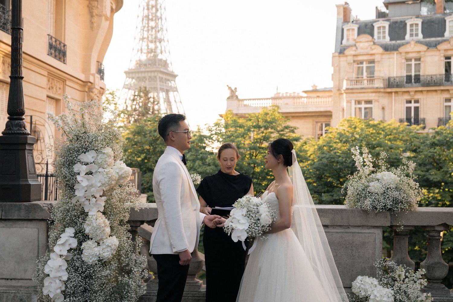 EIffel Tower elopement with Asian couple