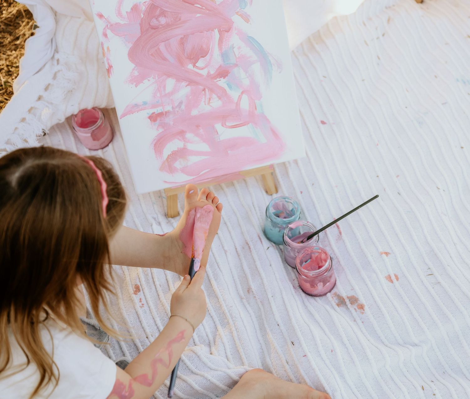 Painting feet during a paint with me session